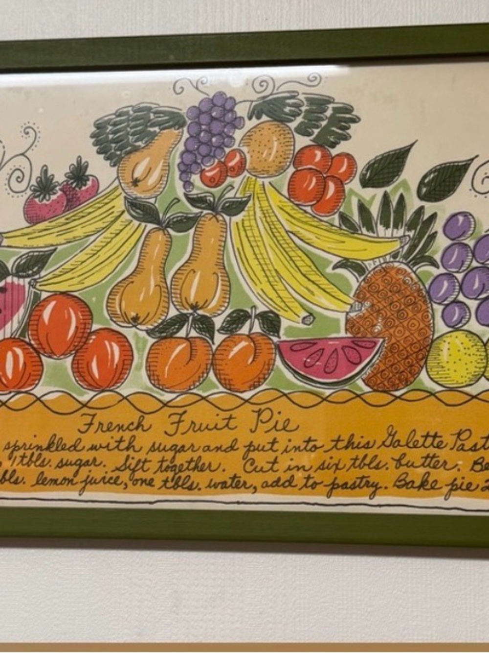 Vintage-Style Framed Kitchen Print - by Jacque.  9”x17” approx.